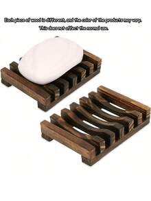 1pc/2pcs Handmade Wooden Soap Dish, Practical Bathroom Accessory, Self-Draining Soap Tray, Natural Wood Texture, Efficient Drainage Design, Suitable For Shower Storage, Home Bathroom Decor, Travel And Camping Essential - Multicolor - View 12