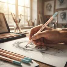 مجموعة أقلام رسم احترافية 14 قطعة - تشمل أقلام من 5H إلى 14B، مثالية للفنانين والهواة - 14 قلم رسم - مشاهدة 9