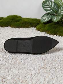 Women's Pointed Toe Flat Shoes, Faux Suede Comfortable Dress Flats, Suitable For Wedding Guests, Non-Slip Soft Sole Office Flats, Suitable For Work, Party, Date - Black - View 9