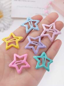 100/70/50/30/20Pcs Colorful Hollow Star BB Hair Clips, Matte Metal Snap Barrettes, Sweet Y2K Hair Accessories For Kids & Teens. - Multicolor - View 8
