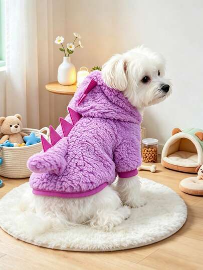 PETCIRCLE 1pc Pet Clothes Dog Cat Apparel Clothing For Small Dogs Puppies Happy Puppies Kittens Cute Pet Clothes Dog Apparel Clothing For Small Dogs Autumn Winter Warm Comfortable Dreamy Dinosaur Costume - Purple