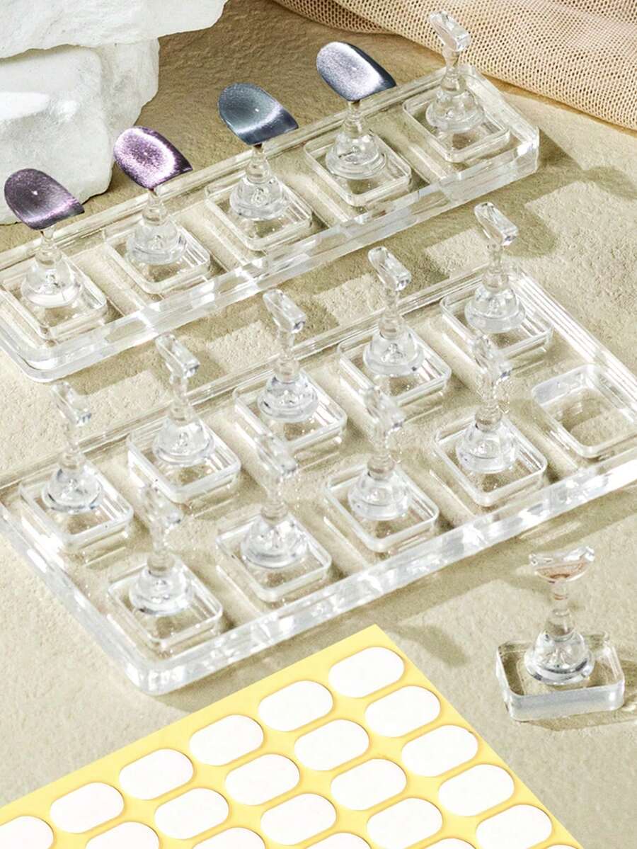 10/5pcs Acrylic Transparent Nail Display Stands, Nail Art Display Racks, Fake Nail Practice Display Stands, Fixed Adhesive Strips, Nail Art Accessories, Nail Art DIY Styling Design Tools - Multicolor - View 1
