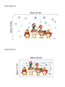 1pc/2pcs/4pcs, Multi-Style, Christmas Animal Wall Stickers, Duck, Swan, Dinosaur Patterns, Snowflake, Colorful Ball, Gift Box Decoration, Large Area Wall Decor Stickers, Suitable For Study, Dining Room, Living Room, Bedroom Background Wall - Multiple Styles - View 6