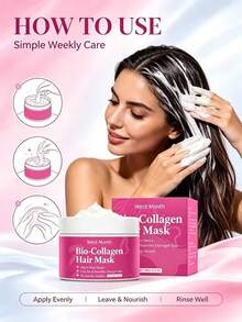 Bio-Collagen Hair Mask, Repairs Damaged Permed & Dyed Hair, Smooth & Silky, Rich In Maca Essence, 100g - Hair Mask - View 3