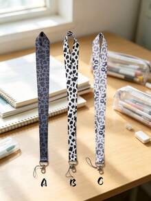 1pc Vintage Leopard Print Lanyard With Metal Buckle, Long Neck Strap For Student Campus ID Card, Badge, Phone, Keys, Gift Or Daily Use - Multicolor - View 8