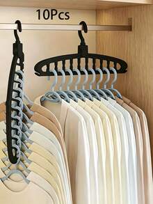 10pcs Clothes Hanger, Multi Hook Space Saving Closet Organizer With Vertical Hanging Design, Multifunctional Garment Storage Rack For Clothes, Wardrobe, Bedroom, Laundry Room, Home Organization, Travel Storage, Practical Household Gift - Multicolor - View 10