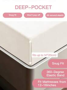 HONEYMOON 1pc Soft Comfortable Solid Color Fitted Sheet, Bed Cover Protector, Lightweight Breathable, 14 Inch/35 Cm Deep Pocket - Hypoallergenic, Machine Washable, Fits All Bed Sizes, Suitable For Dorms And Guest Rooms (Pillowcase Not Included), Back To School Dorm Essentials, Bedding, Beige - Beige - View 4