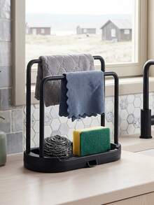 Kitchen Sink Organizer Drain Tray, Sponge And Dishcloth Holder, Kitchen Sink Sponge And Cloth Drying Rack,Cosmetics Drying And Storage Rack,Double Rod Design Keeps Cloths And Cleaning Supplies Dry, Suitable For Soap, Dishcloths, Beauty Sponge - Multicolor - View 3