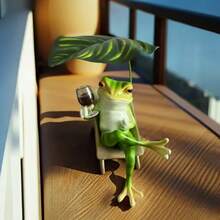 1pc Frog Lounge Chair Figurine, Desktop Living Room Balcony Landscape Decor Craft - Frog - View 7