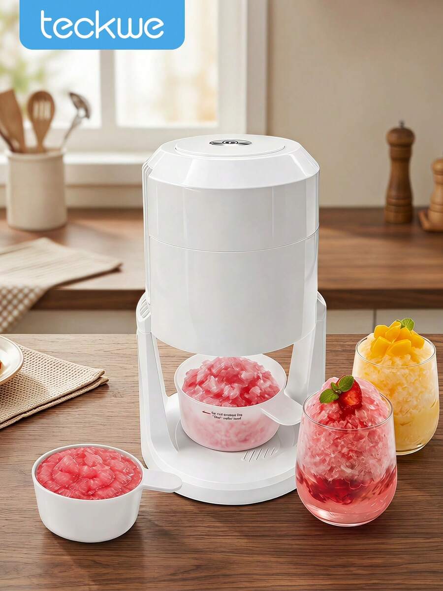 Teckwe Electric Shaved Ice Machine US Plug, Automatic Portable Snow Cone Maker, Household Ice Shaver For Slush, Milkshakes, Homemade Summer Frozen Desserts - US A Type Plug(110-127V) - View 1
