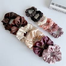 12pcs Solid Color Satin Hair Scrunchies, Soft & Non-Damaging Hair Ties For Women, Suitable For Various Hairstyles, Multiple Colors & Styles Available, Versatile Everyday Hair Accessories For Ponytail And Bun - Multicolor - View 7