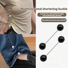 6/4/2Pcs T-Shirt Shortening Tool Invisible Waist Cincher Hem Tightener Adjustable Buckle Round Bead Pin No-Sew Knot Button - Multicolor - View 7