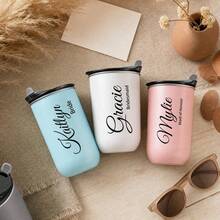 Personalized Coffee Mug With Lid, Stainless Steel Water Bottle, Engraved Cup, Bridesmaid Invitation Gift, Bridal Shower Gift, Travel Mug - Multicolor - View 5