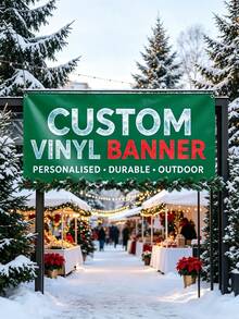 1pc Personalized Vinyl Banner, Custom Text/Logo/Image, Indoor/Outdoor Use, Custom Commercial Advertising And Birthday Banner, Waterproof Indoor/Outdoor Sign, Full Color Custom Text And Logo, Suitable For Weddings, Birthdays, Holidays And More - Multicolor - View 5