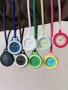 New Round Hanging Watch Creative Quartz Watch Fashion Versatile Backpack Bag Decoration Pendant Portable Small Clock - one-size - View 12