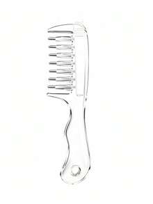1pc Transparent Applicator Hair Comb, Unisex Scalp Care Massage Liquid Guide Comb, Wide-Tooth Straight Hair Comb, Multi-Functional Home Hair Care Comb - Clear - View 9