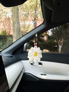Creative Flower Car Hanging Ornament, Rearview Mirror Hanging Decoration, Car Interior Hanging Accessory, Car Rearview Mirror Decorative Pendant - A - View 4