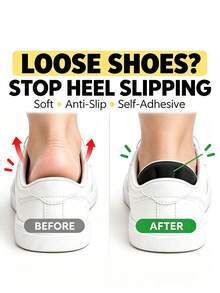 3/2/1pcs Anti-Slip Heel Pads, Soft Self-Adhesive Heel Cushions, Anti-Chafing Foot Pads, Suitable For Loose Flat Shoes, Sneakers And Loafers, Trimmable Size - Anti-friction Shoe Insoles - View 3