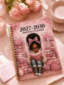 1pc 2027–2030 Monthly Planner, 4-Year Calendar Notebook, Reading Design, 8.5" X 5.3". Suitable For School, Work, Home, Office, Desk Accessories, Back To School, Women's Christmas Gift And Academic Planning. - Multiple Styles - View 3