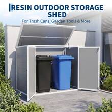 42 Cu Ft Resin Outdoor Storage Outdoor Storage Unit – Lockable, Weatherproof & UV-Protected Horizontal Cabinet For Trash Cans, Garden Tools, Patio & Pool Accessories - A - View 3