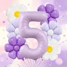 7 Pcs/Set 40 Inch Marca Purple Digital Daisy Balloon Set Flower Aluminum Foil Balloon For Birthday Shower Anniversary Decoration - View 1