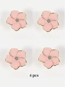 4pcs/Set Baby Nursery Floral Drawer Pulls, Pink Resin Cabinet Knobs, Cute Flower Vanity Handles For Nursery Furniture Decor - Multicolor - View 9