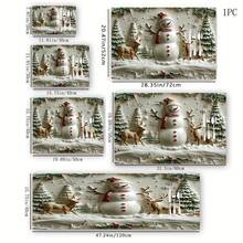 1pc Christmas Series Embossed Snowman & Reindeer Pattern Coffee Bar Mat, Diatomaceous Earth Soft Bottom Drainage Mat, Soft Rubber Absorbent Wear-Resistant Dish Drying Mat, For Countertop Restaurant Kitchen Table, Patio Dining Table Decor, Home Kitchen Supplies, Countertop Decorative Mat - Multicolor - View 11