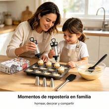 Stainless Steel Baking Set With 12-Cup Muffin Pan, Piston Piping Bag With Interchangeable Nozzles And Kitchen Spatulas, Complete Dessert Baking Kit - Multicolor - View 1