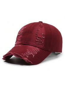 1pc Unisex Distressed Washed Baseball Cap, Frayed Ripped Vintage Dad Hat, Sun Protection Hat, Adjustable Casual Hat, Ideal Gift For Holiday And Daily Wear - C - View 19