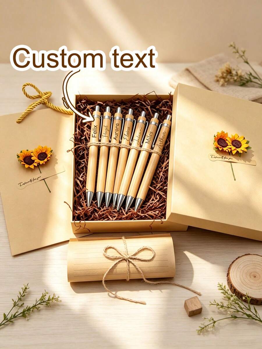 1 Set Floral Greeting Card & Personalized Pen Set, Ideal Christmas Gift For Colleagues And Friends To Express Gratitude - Sets - View 1
