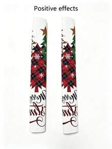 2pcs Christmas Refrigerator Handle Covers, Merry Christmas Letter & Leopard Print Plaid Christmas Tree Pattern Fridge Door Handle Covers, Christmas Kitchen Cabinet Microwave Handle Protectors, Christmas Home Kitchen Decor - Multicolor - View 6