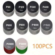 100pcs 3 Inch/75mm Wet/Dry Mixed Sandpaper Set, 60-3000 Grit 3 Inch Sanding Discs, Suitable For Multiple Surfaces (Metal, Wood, Plastic, Composite Materials), Perfect For DIY, Car Repair And Construction Projects - Black - View 1
