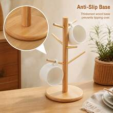 Wooden Mug Holder Solid Wood Hanging Cup Rack Creative Cup Draining Rack Water Cup Hanging Rack Cup Storage Rack 1pc - Multicolor - View 3