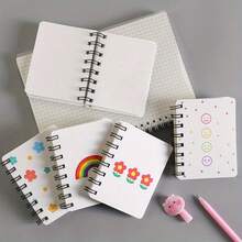2 PIEZAS Cuaderno de Espiral con Expresión de Oso, Flor y Corazón - Estilo Aleatorio - Cuaderno de Espiral Tamaño A7 Tamaño de Bolsillo - Cuaderno Portátil Mini para Estudiantes - A - Ver 1