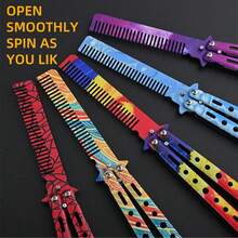 1PC- Comb Trainer – Unsharpened Metal Balisong Practice Comb, Flipping Trick Tool EDC Desk Display Gift - Multicolor - View 1