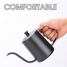 350ml/600ml Stainless Steel Coated Coffee Pour Over Kettle - Black - View 4