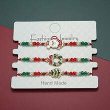 3Pcs/Set Men Women's Christmas Charm Beaded Bracelet, Adjustable String Stackable Bracelets, Holiday Party Jewelry Gift For Lover - Multicolor - View 10