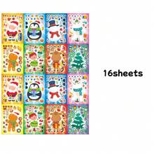 8/16/24 Christmas DIY Kids Stickers, Christmas Cartoon Characters Snowman Reindeer Christmas Tree Design, Parent-Child Interactive Puzzle Toy, Brain Development For Kids, Holiday Party Gift, Gift Packaging Stickers, Kindergarten Toy, Home Decor, Can Be Applied To Tables, Notebooks, Balloons, Suitcases, Refrigerators And More - Mixed Color - View 8