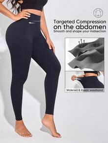 Women's Solid Color Fashion Versatile Seamless Leggings - Black - View 5