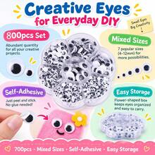 Self-Adhesive Doll Eye Set 4-12mm For DIY Scrapbooking Crafts Projects DIY Dolls Accessories Eyes Handmade Toys - 800pcs/box - View 4