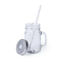 Dam Glass Jar With Straw Of 500 Ml - Black - View 2