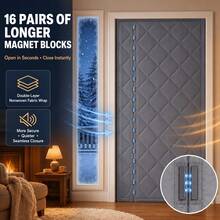 Winter Magnetic Thermal Curtains, Thickened Insulation, Strong Magnets, Side Opening Auto-Closing Windproof Sealing, No Drilling Easy Installation, Grey Double-Sided Installable, Multiple Sizes, Screen Door - A - View 9