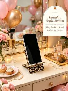 Leopard Print Phone Stand, Convenient Phone Charging Accessory, Portable Stand, Suitable For Office, Study, Travel, Leisure, Portable, Dual Height Adjustable - Multicolor - View 1