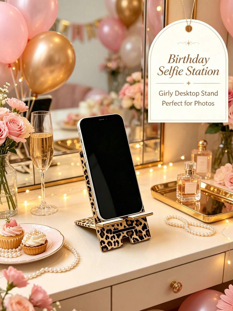 Leopard Print Phone Stand, Convenient Phone Charging Accessory, Portable Stand, Suitable For Office, Study, Travel, Leisure, Portable, Dual Height Adjustable - Multicolor - View 1