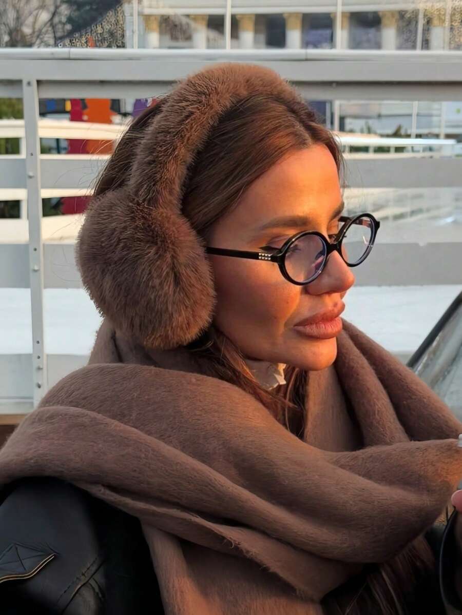 1pc Winter Ear Warmer With Faux Rabbit Fur, Warm Thermal Lined Foldable Ear Muffs, Windproof And Foldable Ear Cover Winter Accessories - A - View 1