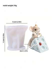 3D Mouse Holding Cheese/Corn Silicone Mold Suitable For Resin Casting, Candle Making And Clay Crafts - Cheese Mouse Mold With Fine Texture Suitable For DIY Pen Holder, Wax Art, Resin Crafts And Holiday Decoration - Cheese Mouse Mold - View 2