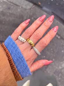 3pcs/Set Vintage Gold Women's Stackable Ring Set, Rhinestone Pave Baroque Style Exquisite Stackable Jewelry - Gold 2 - View 4