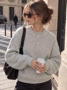 Sweater Lengan Panjang Serbaguna untuk Wanita, Cocok untuk Pemakaian Sehari-hari - Grey - View 1