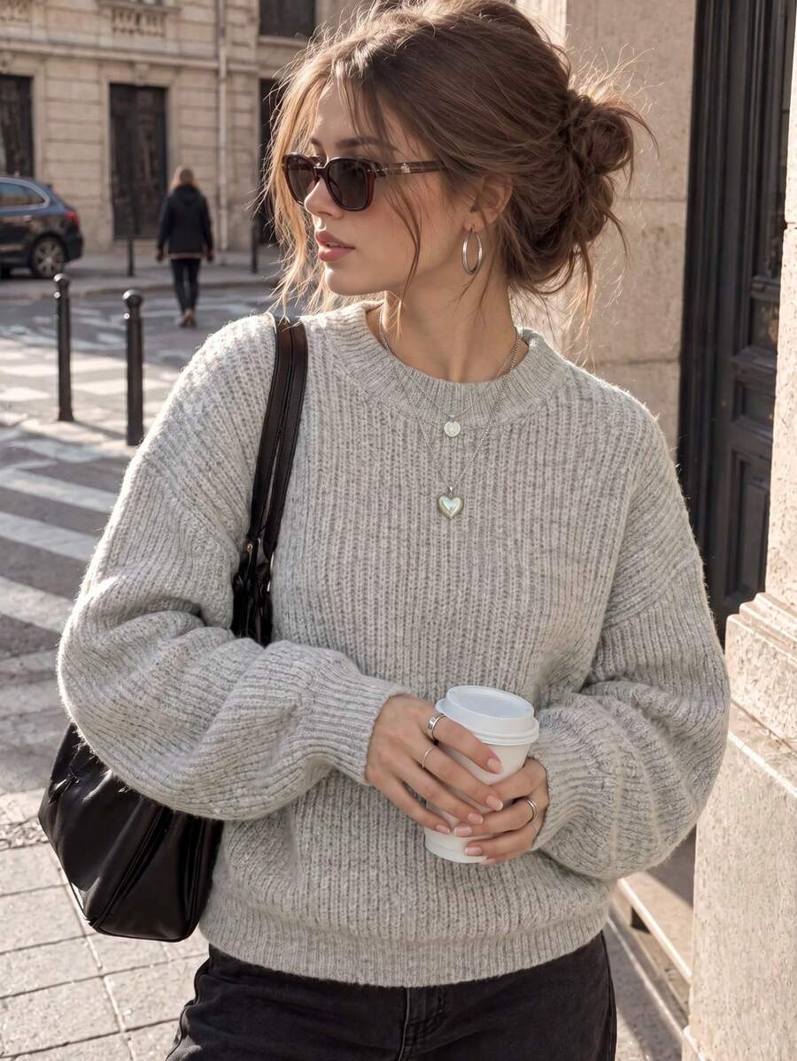 Sweater Lengan Panjang Serbaguna untuk Wanita, Cocok untuk Pemakaian Sehari-hari - Grey - View 1