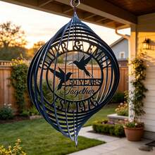 1pc Personalized Metal Wind Chime, Personalized Hummingbird Metal Wind Chime, Customized 50th Anniversary Gift, Outdoor Garden Yard Decor - Black - View 6